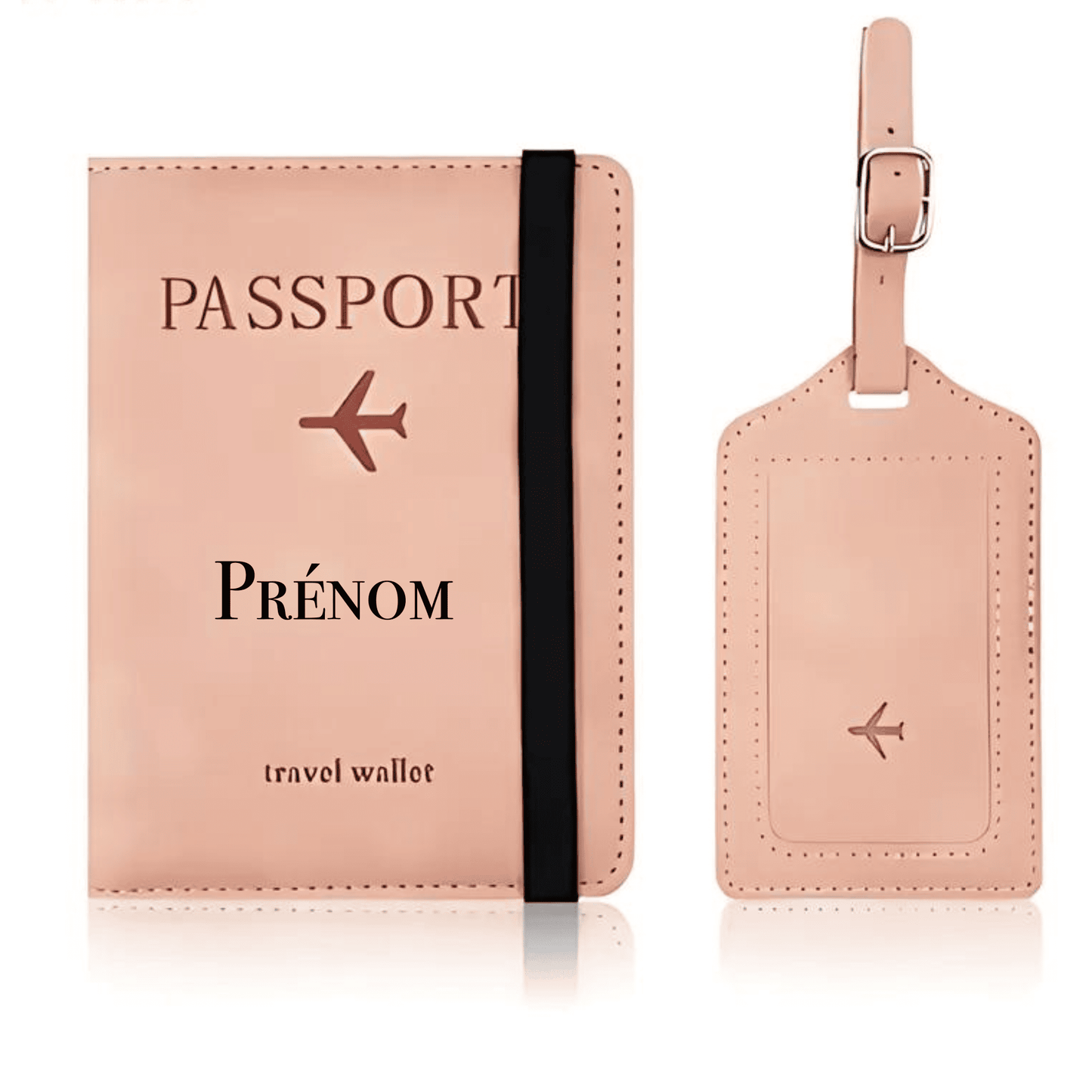 Porte Passeport Protection RFID en Simili Cuir + Étiquette de Bagage | Différents Coloris à Personnaliser