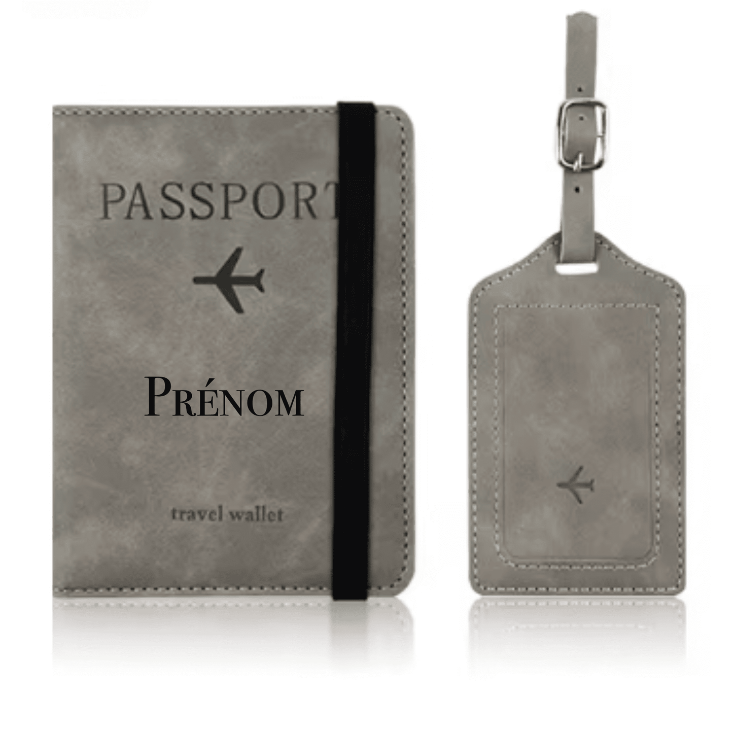 Porte Passeport Protection RFID en Simili Cuir + Étiquette de Bagage | Différents Coloris à Personnaliser