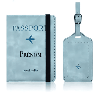 Porte Passeport Protection RFID en Simili Cuir + Étiquette de Bagage | Différents Coloris à Personnaliser